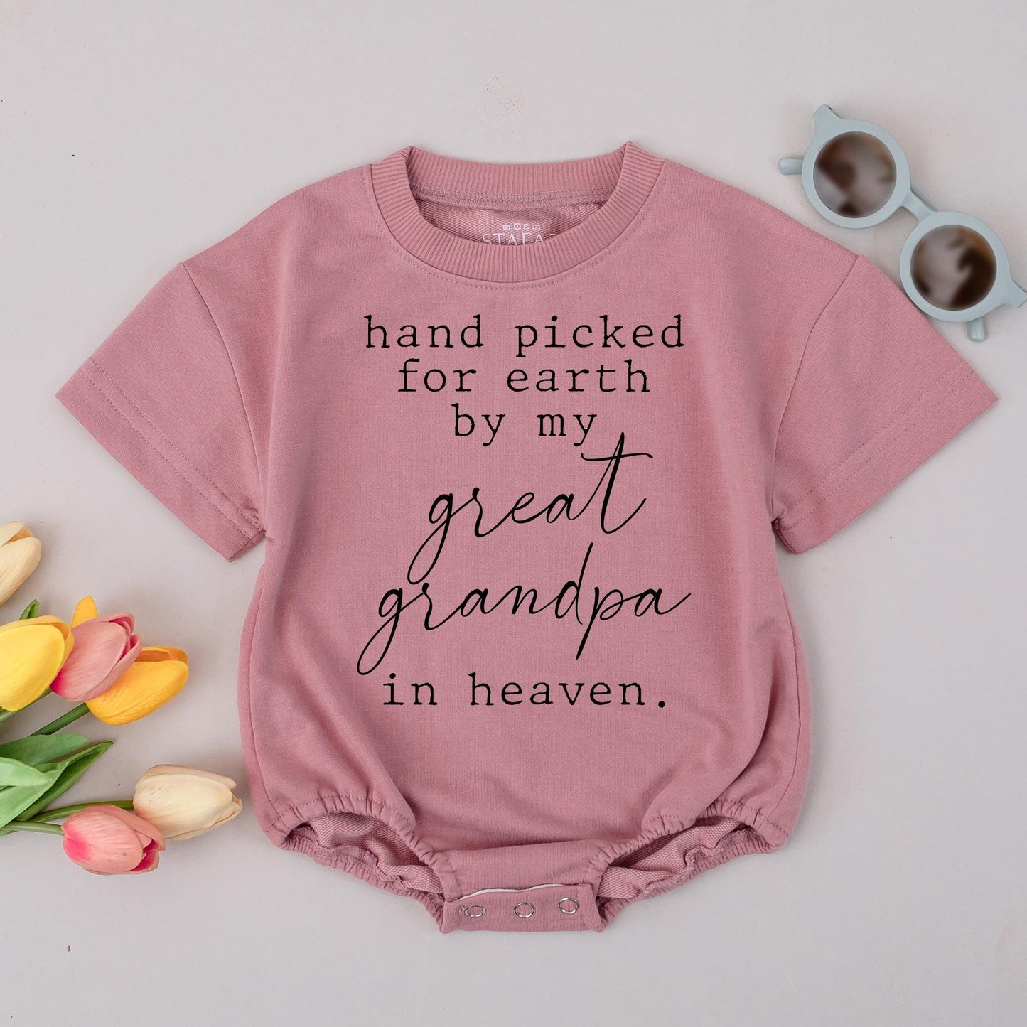 Hand Picked for Earth Baby Romper, Great Grandpa in Heaven Baby Bodysuit Newborn Gift, Custom Baby Clothes, Baby Shower