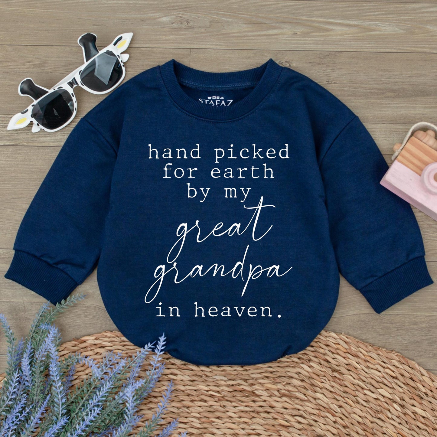 Hand Picked for Earth Baby Romper, Great Grandpa in Heaven Baby Bodysuit Newborn Gift, Custom Baby Clothes, Baby Shower