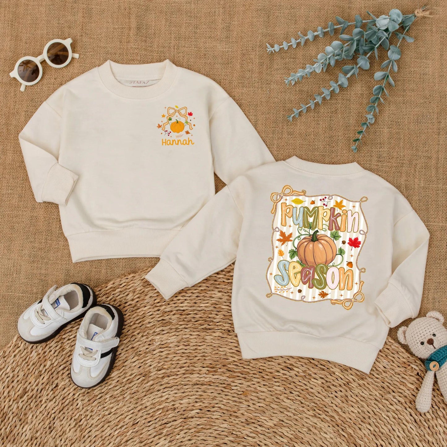 Personalized Pumpkin Season Bubble Romper Cute Fall Baby Girl Bodysuit Sweet Thanksgiving Outfit Little Pumpkin Patch Gift