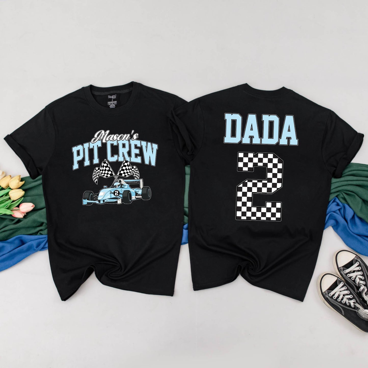 Matching Pit Crew Family Birthday Shirts, Personalized Race Car Outfits for 2nd Birthday Boy, Custom Race Car Gifts