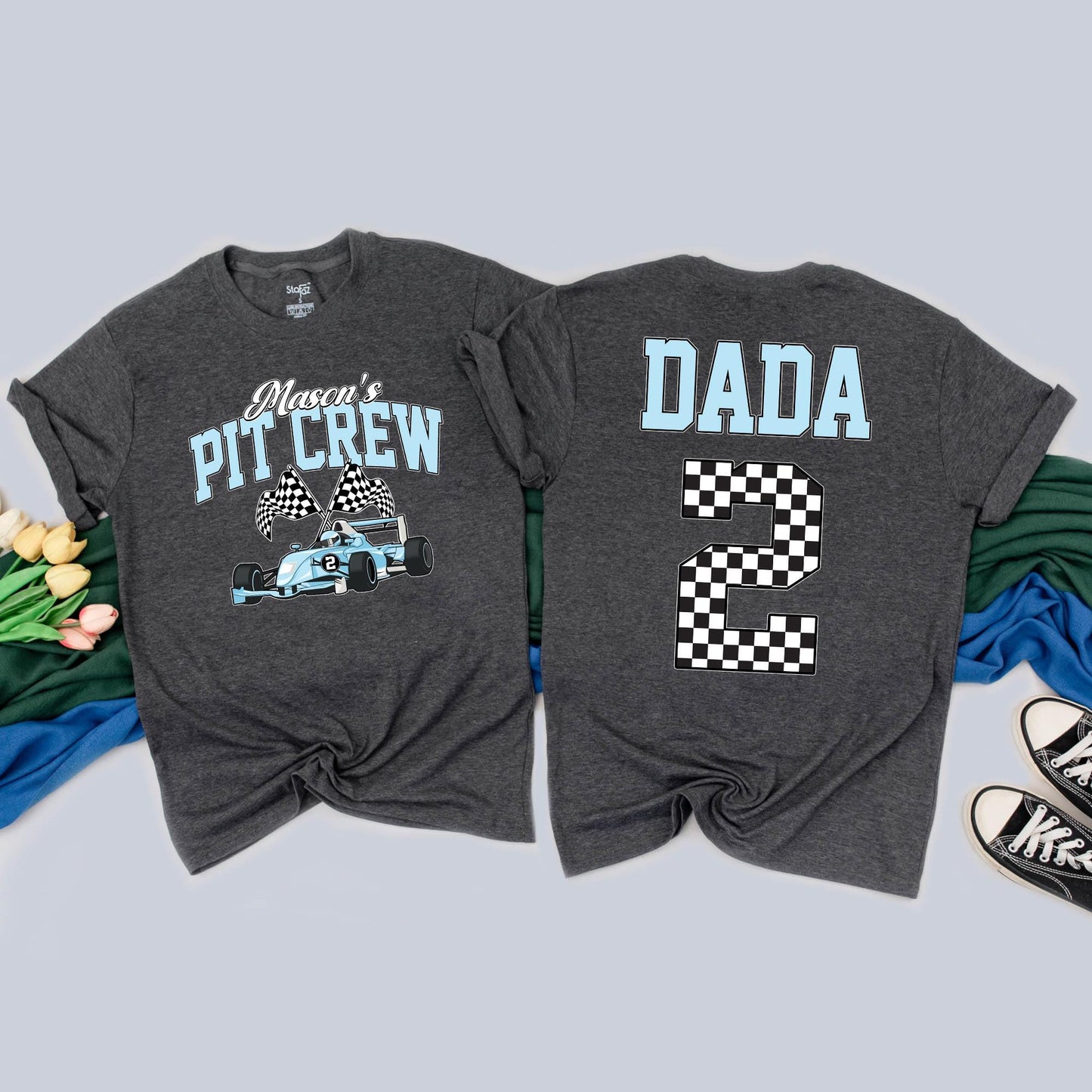 Matching Pit Crew Family Birthday Shirts, Personalized Race Car Outfits for 2nd Birthday Boy, Custom Race Car Gifts