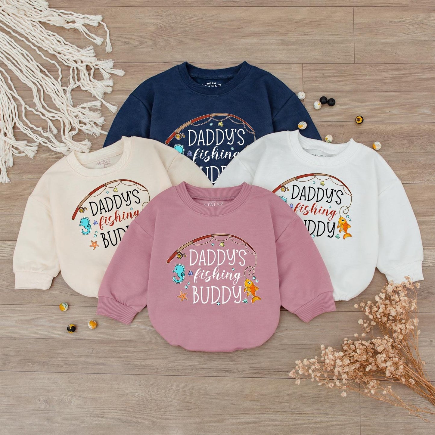 Daddy's Fishing Buddy Romper: Reel Cute Baby Boy Outfit, Lake Day Fun! Infant Bodysuit with Seahorse & Starfish, Fishing Theme Baby Shower Gift (138 chars)