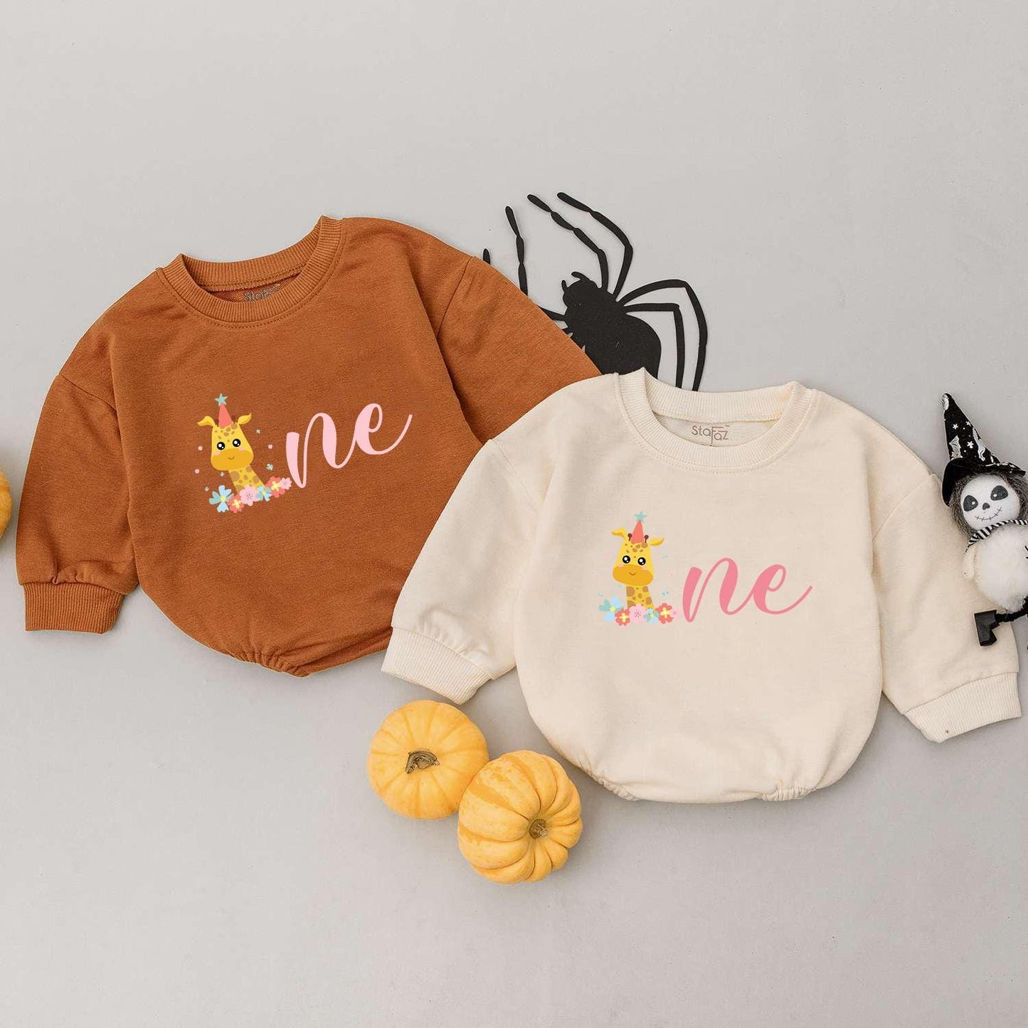 Giraffe One Birthday Outfit Baby Girl Boy Party Clothes Personalized First Birthday Romper Whimsical Flowers Cartoon Party Hat Cute 1st Birthday Gift 139 chars