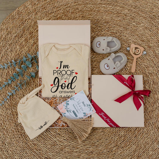 I'm Proof That God Answers Prayers Baby Bodysuit, Sweet Christian Romper, Newborn Clothes Set, Cute Baby Shower Gift, Faith Based Coming Home Outfit 134