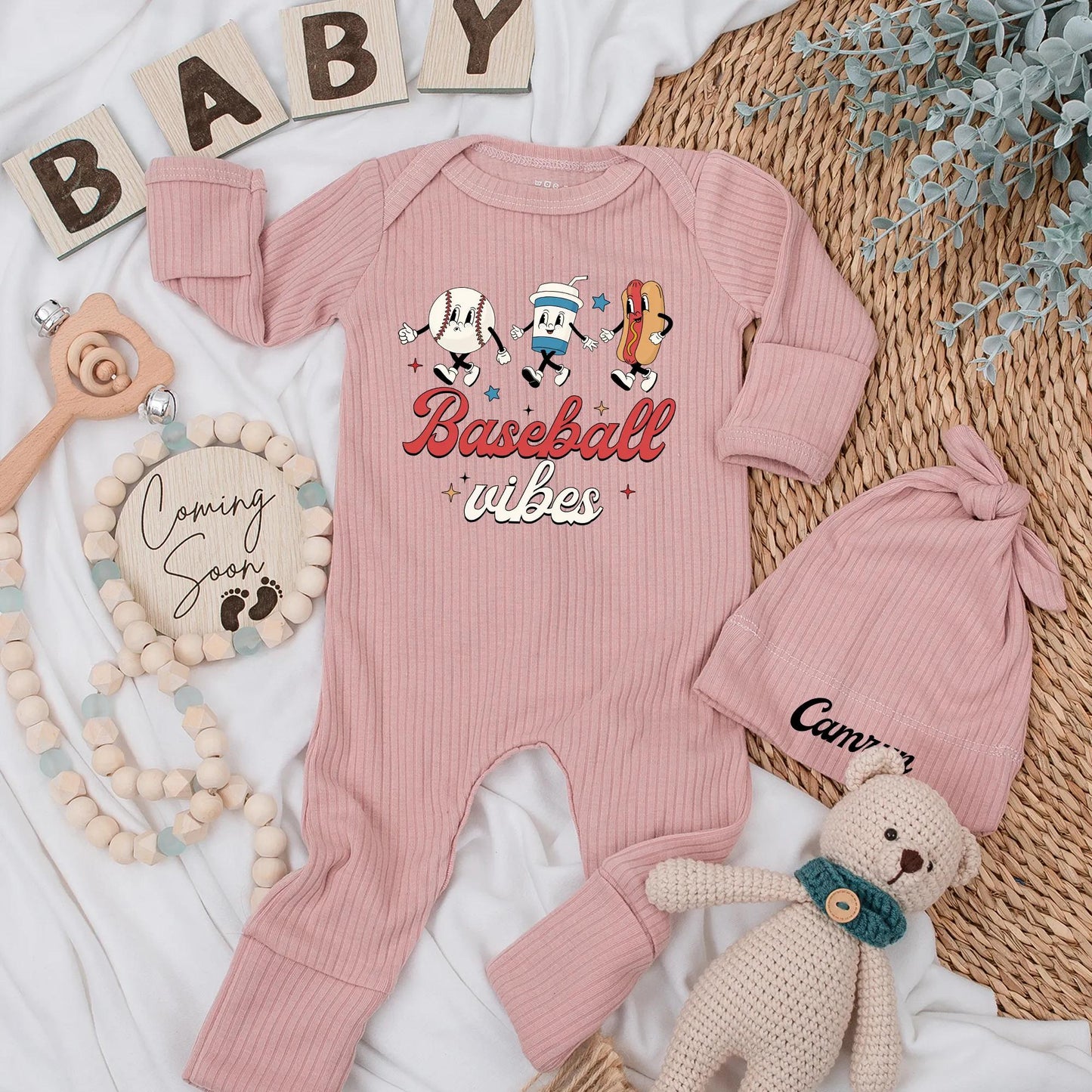 Baseball Vibes Baby Bodysuit: Game Day Newborn Outfit with Cartoon Characters & Retro Font! Cute Baseball Romper, Sport Fan Gift, Comfy Cotton Clothes