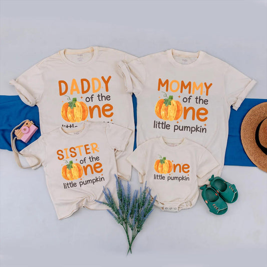 Matching Family Pumpkin Birthday Shirts: Daddy, Mommy, Sister, & Little Pumpkin Fall 1st Birthday Outfits