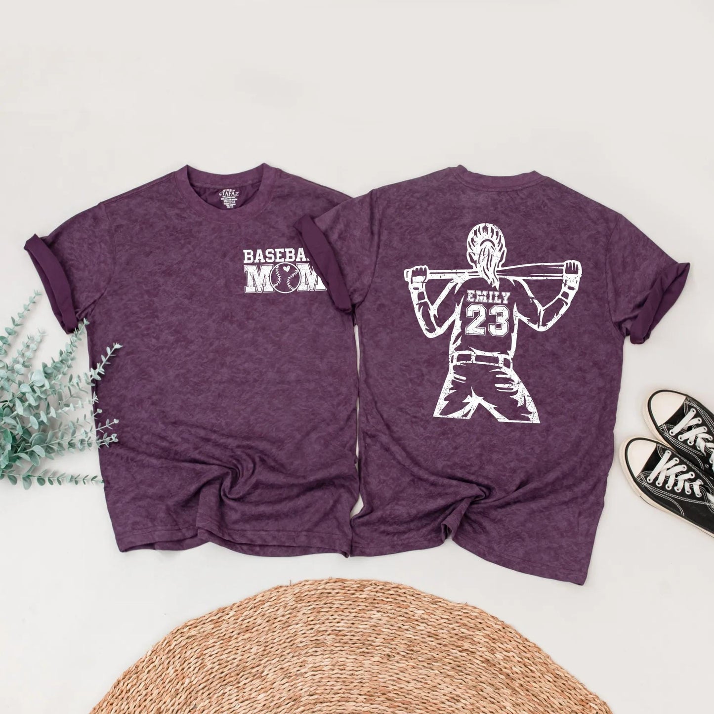 Distressed Baseball Mom & Me Matching Shirts Custom Name Number Baseball Season Game Day Outfits