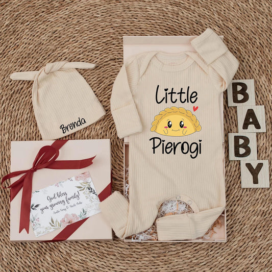 Little Pierogi Baby Bodysuit Cute Dumpling Newborn Romper Funny Polish Food Lover Shower Gift for Polish Families