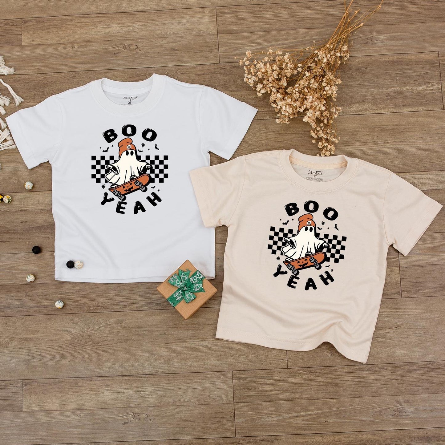 Boo Yeah Baby Romper, Retro Ghost Skateboard Halloween Outfit for Baby Girl or Boy, Spooky Season Costume, Funny Gift, Fall Bodysuit