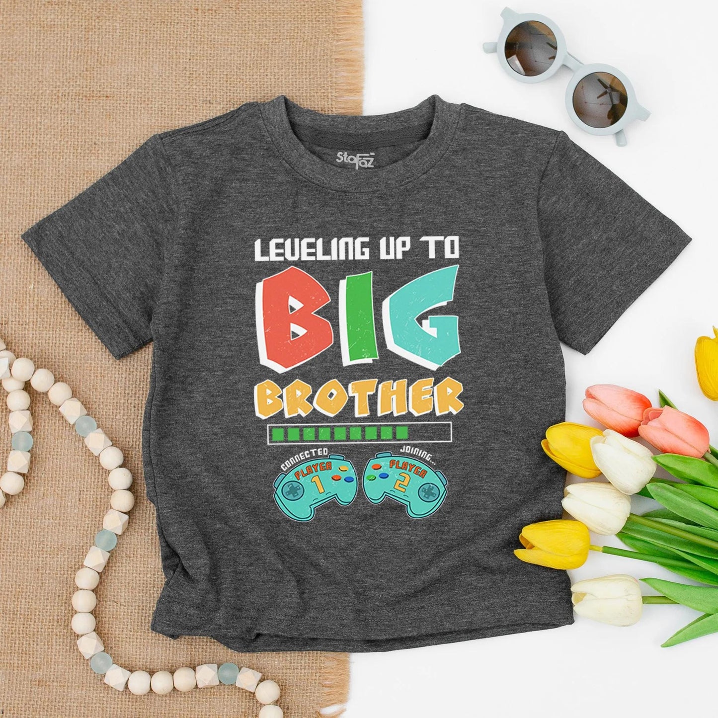 Big Brother Level Up Toddler Tee Cute Sibling Reveal Outfit Funny Boys Shirt First Time Brother Gift Happy Kid Cotton Comfortable Casual Summer Birthday