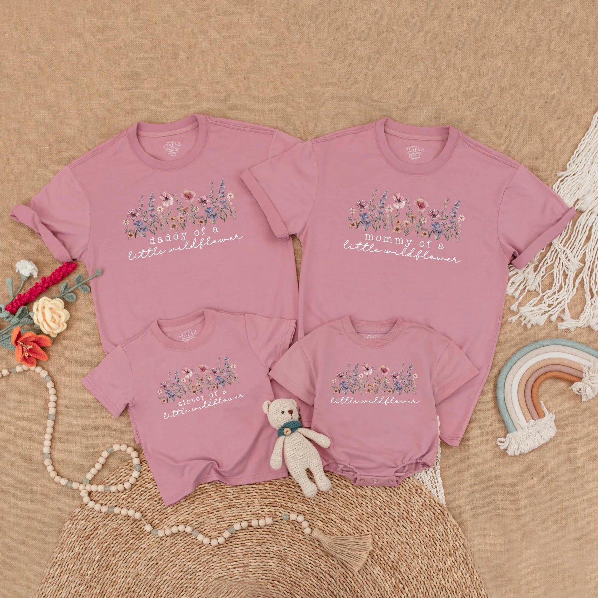 Matching Little Wildflower Birthday Family Shirts, Wild One Girl Boho Outfit, Mommy and Me Floral Party Clothes