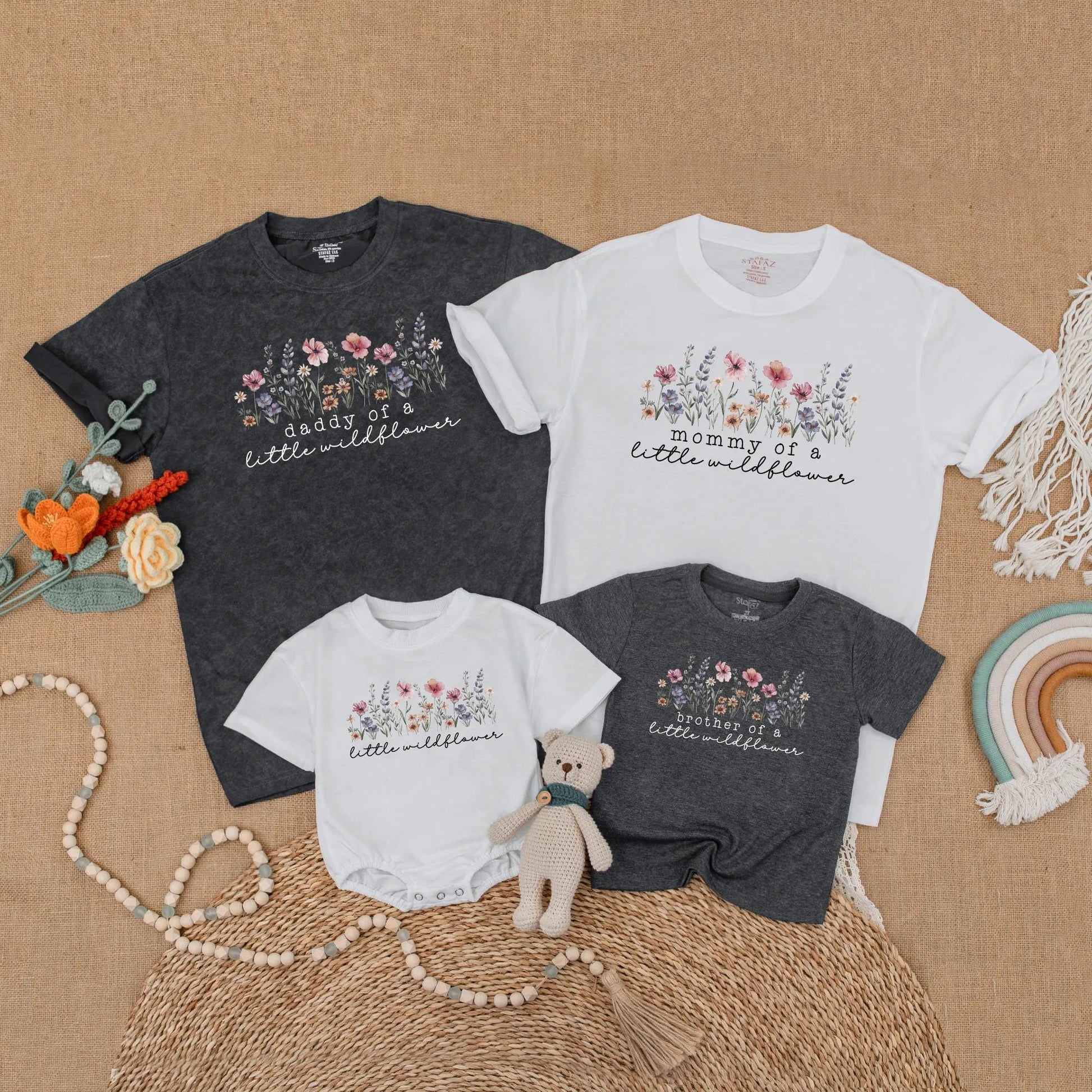 Matching Little Wildflower Birthday Family Shirts, Wild One Girl Boho Outfit, Mommy and Me Floral Party Clothes