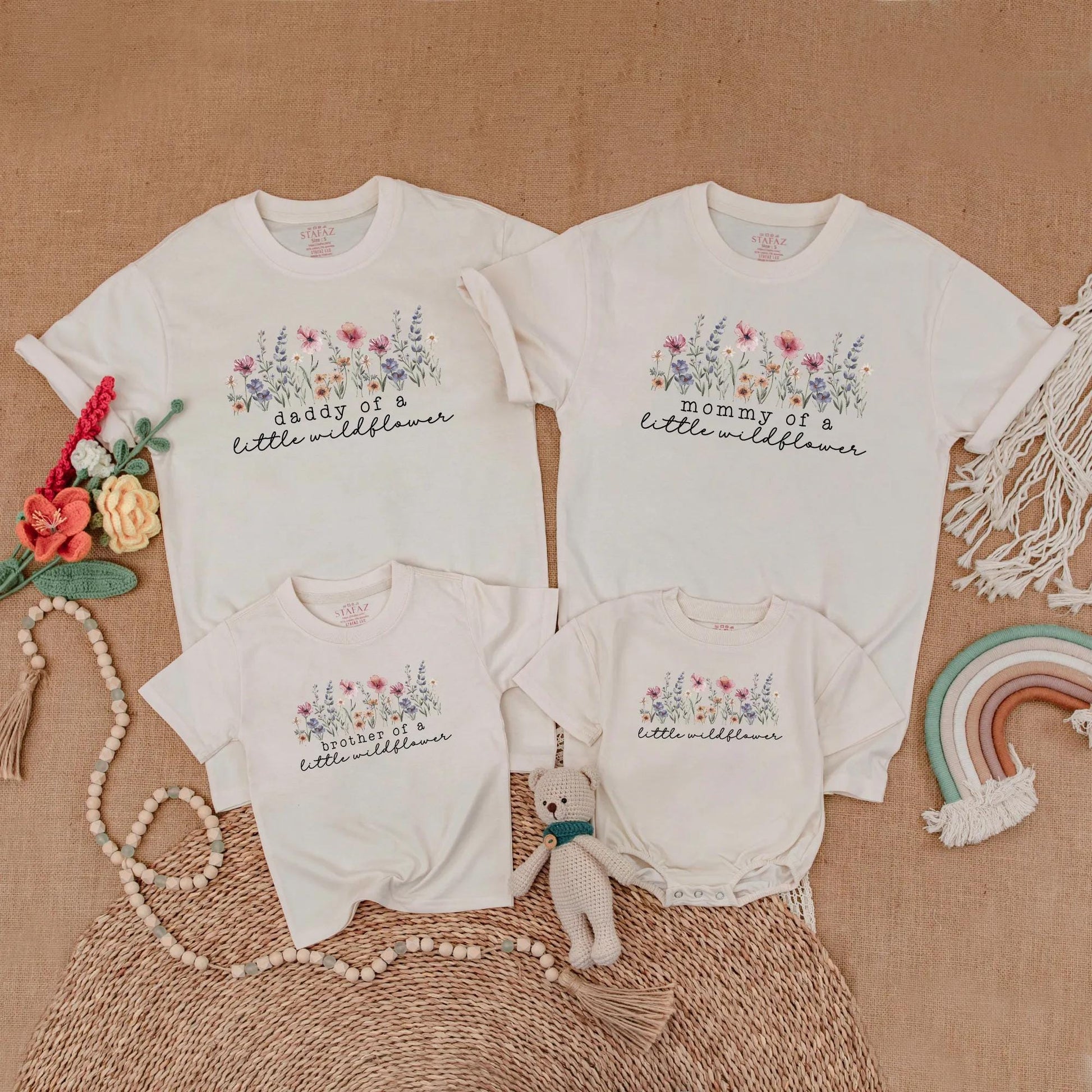 Matching Little Wildflower Birthday Family Shirts, Wild One Girl Boho Outfit, Mommy and Me Floral Party Clothes