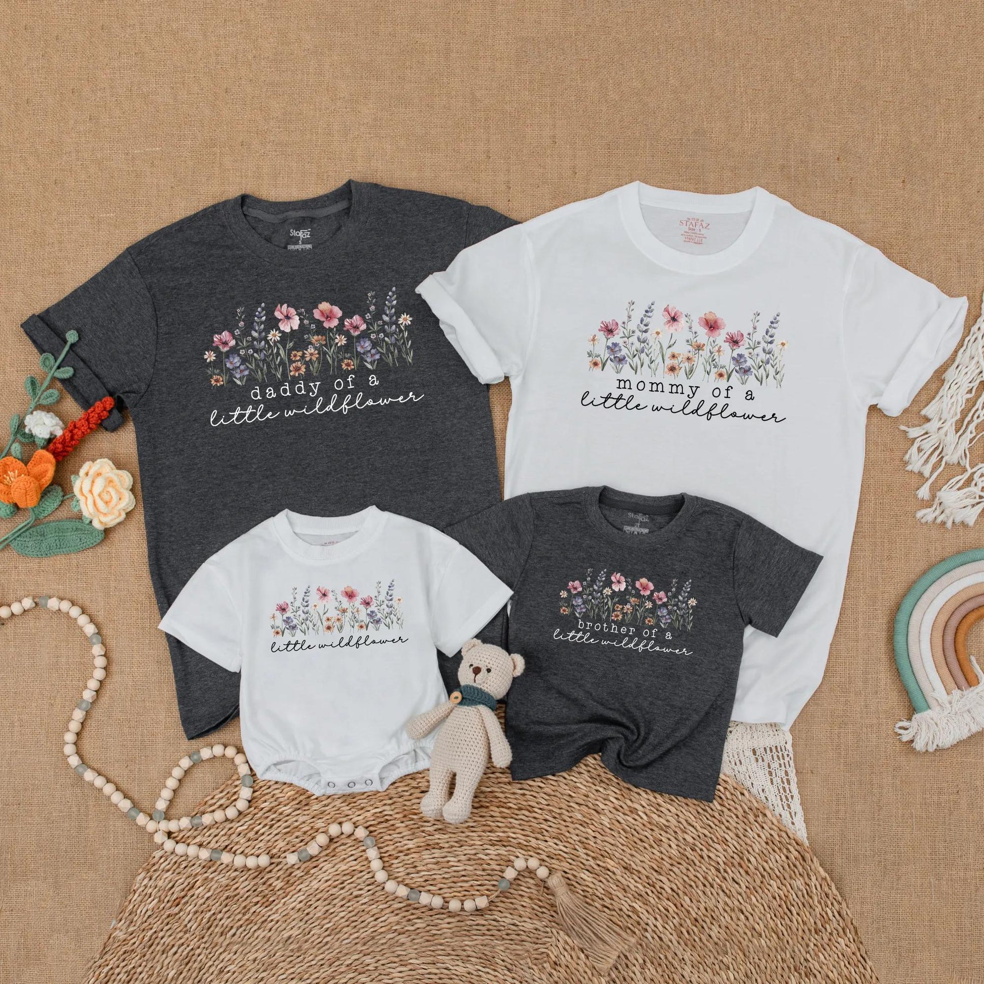Matching Little Wildflower Birthday Family Shirts, Wild One Girl Boho Outfit, Mommy and Me Floral Party Clothes