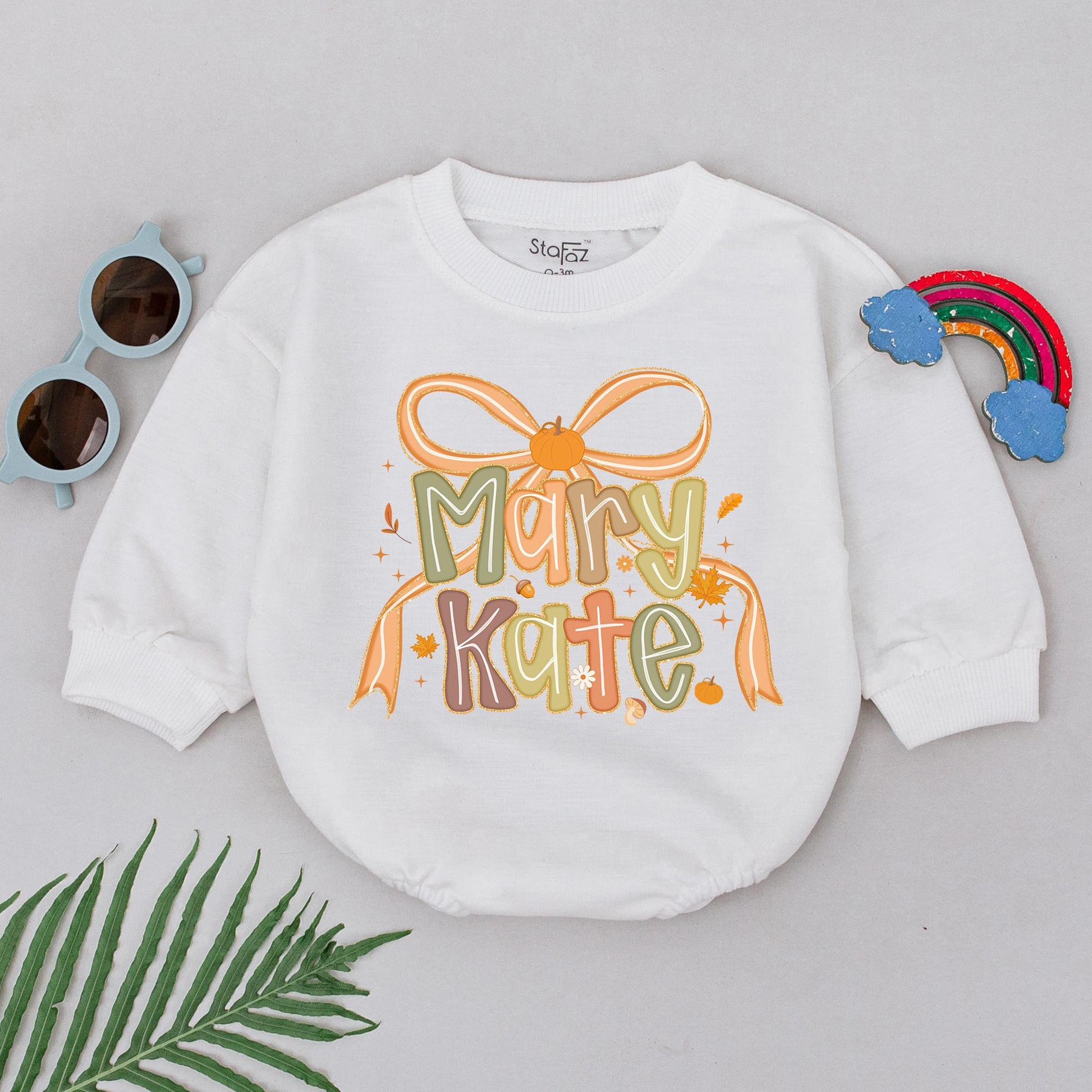 Custom Name Thanksgiving Baby Romper Thankful Pumpkin Outfit for Fall Autumn Baby Gifts Baby Shower Presents
