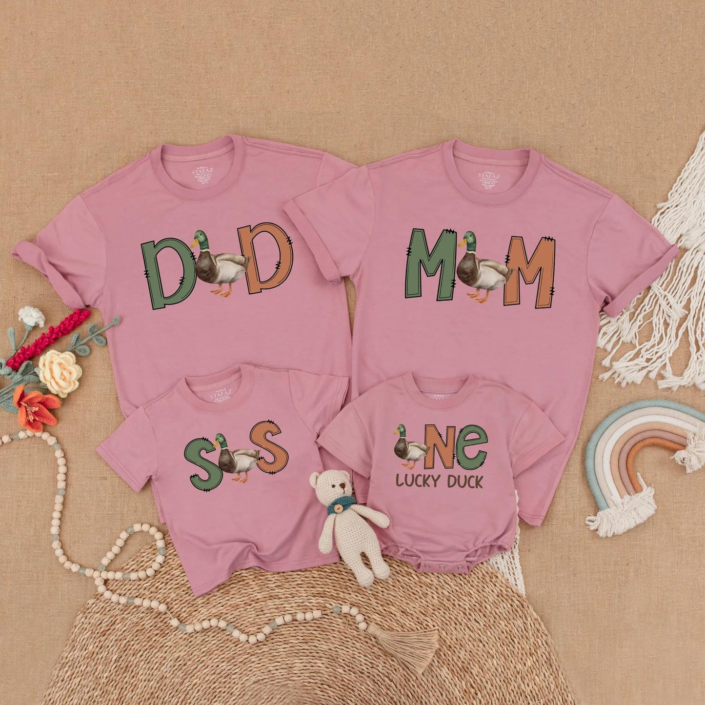 One Lucky Duck First Birthday Matching Family Shirts Mallard Duck Theme Baby Boy Outfit Mommy Me Gift