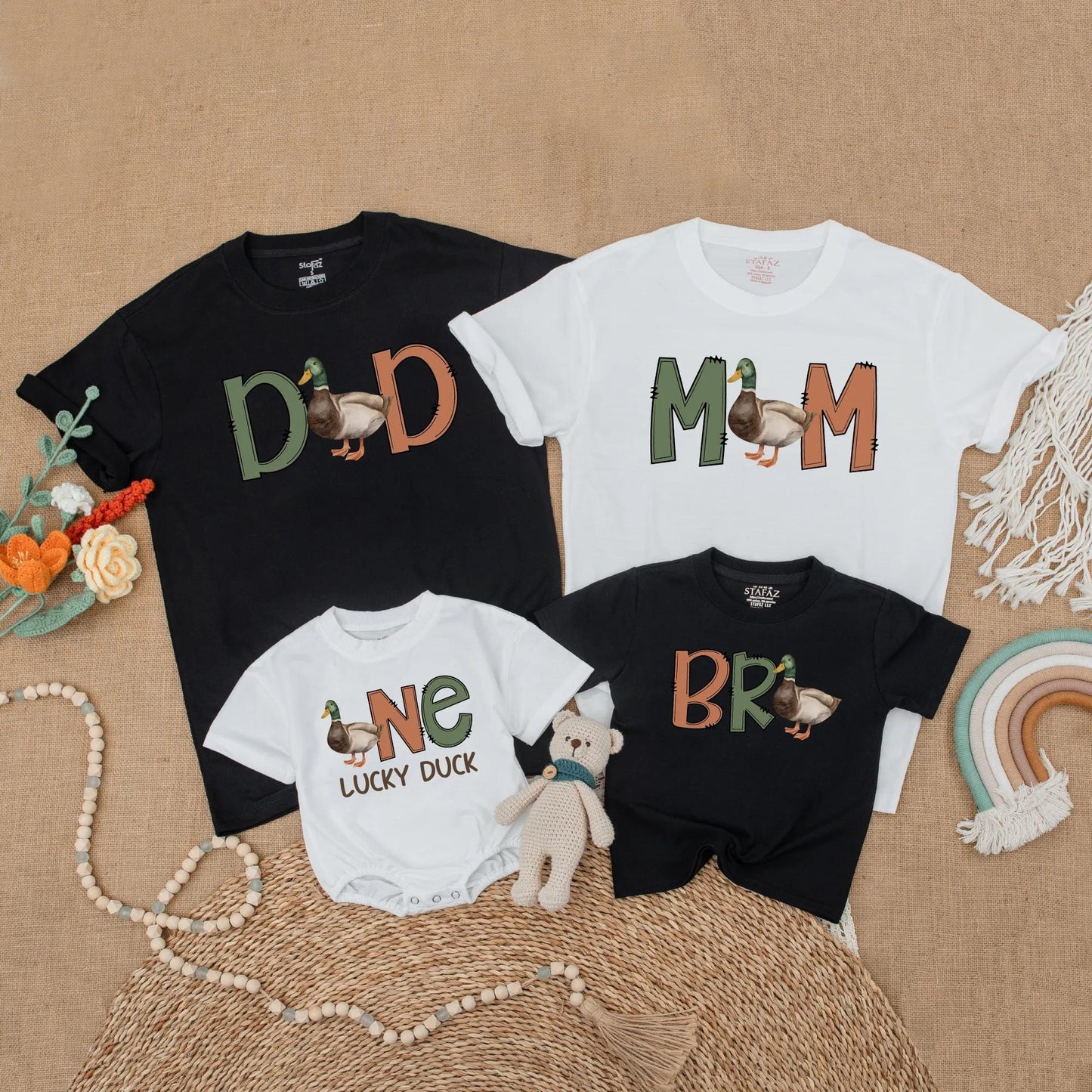 One Lucky Duck First Birthday Matching Family Shirts Mallard Duck Theme Baby Boy Outfit Mommy Me Gift