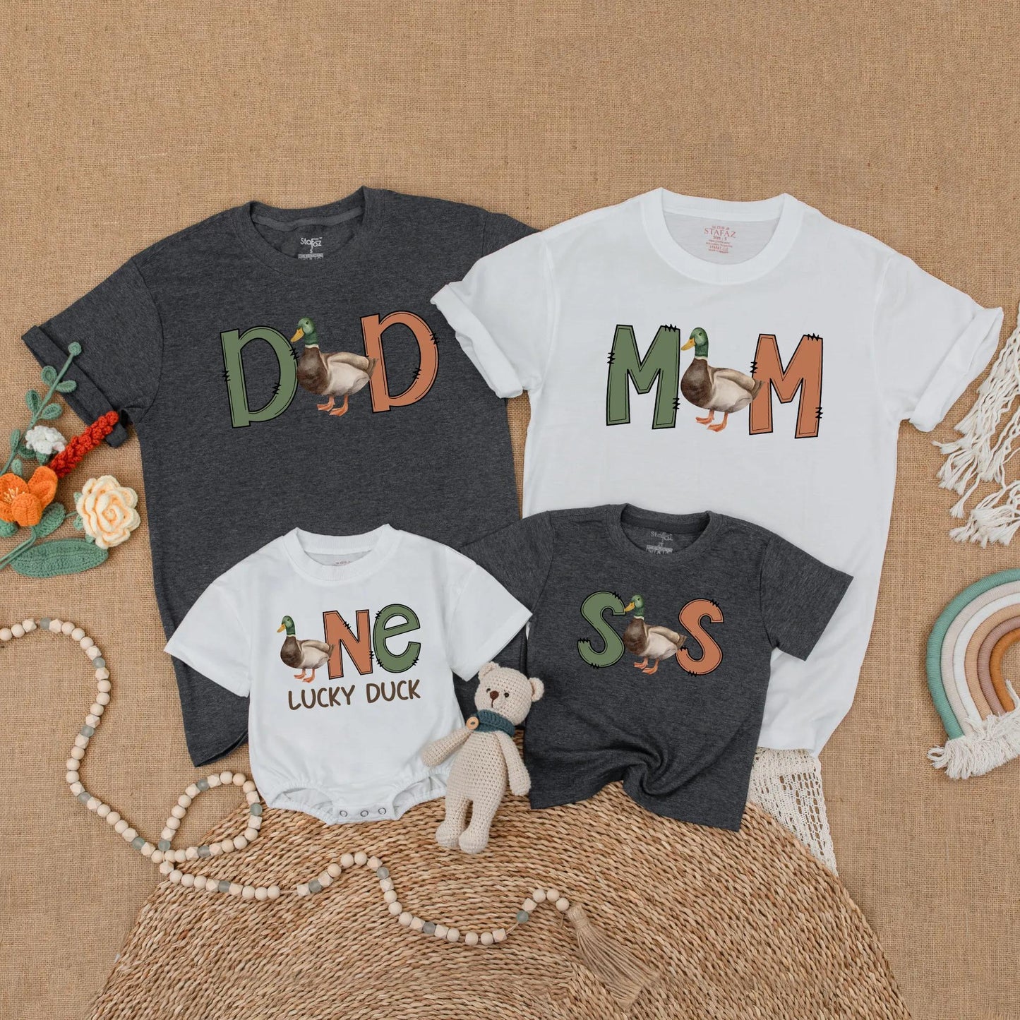 One Lucky Duck First Birthday Matching Family Shirts Mallard Duck Theme Baby Boy Outfit Mommy Me Gift