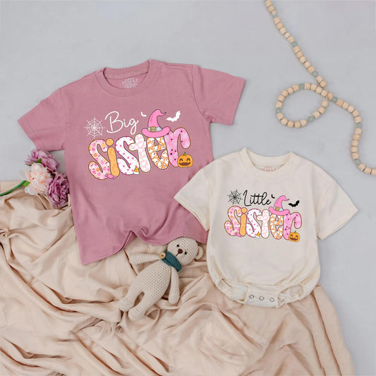 Matching Halloween Sister Shirts: Pastel Candy Corn, Ghost, and Pumpkin Design! Big or Little Sister Outfit, Cute Fall Baby Girl Clothes, Halloween Costume (139)