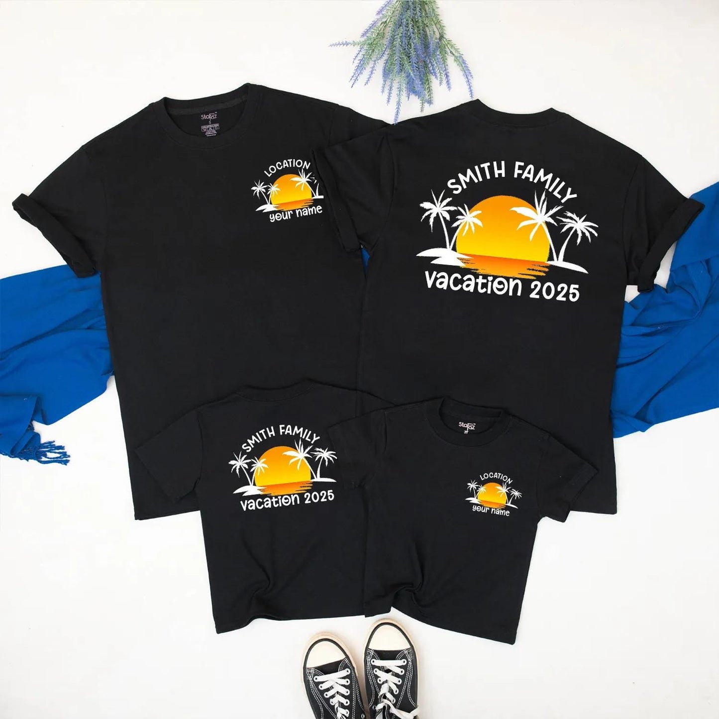 Custom Family Beach Trip Vacation 2025 Matching Shirt Tropical Sunset Summer Travel Outfit Personalized Gift