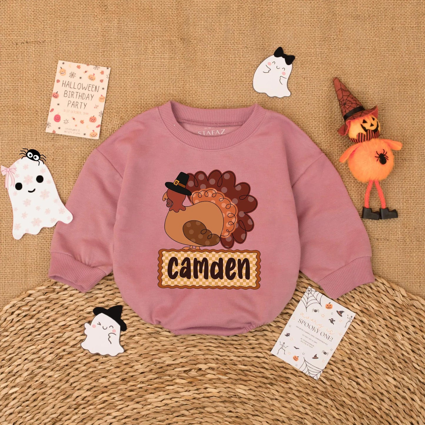 Personalized Little Turkey Baby Boy Romper Thanksgiving Infant Bodysuit Autumn Fall Baby Clothes My First Thanksgiving Gift