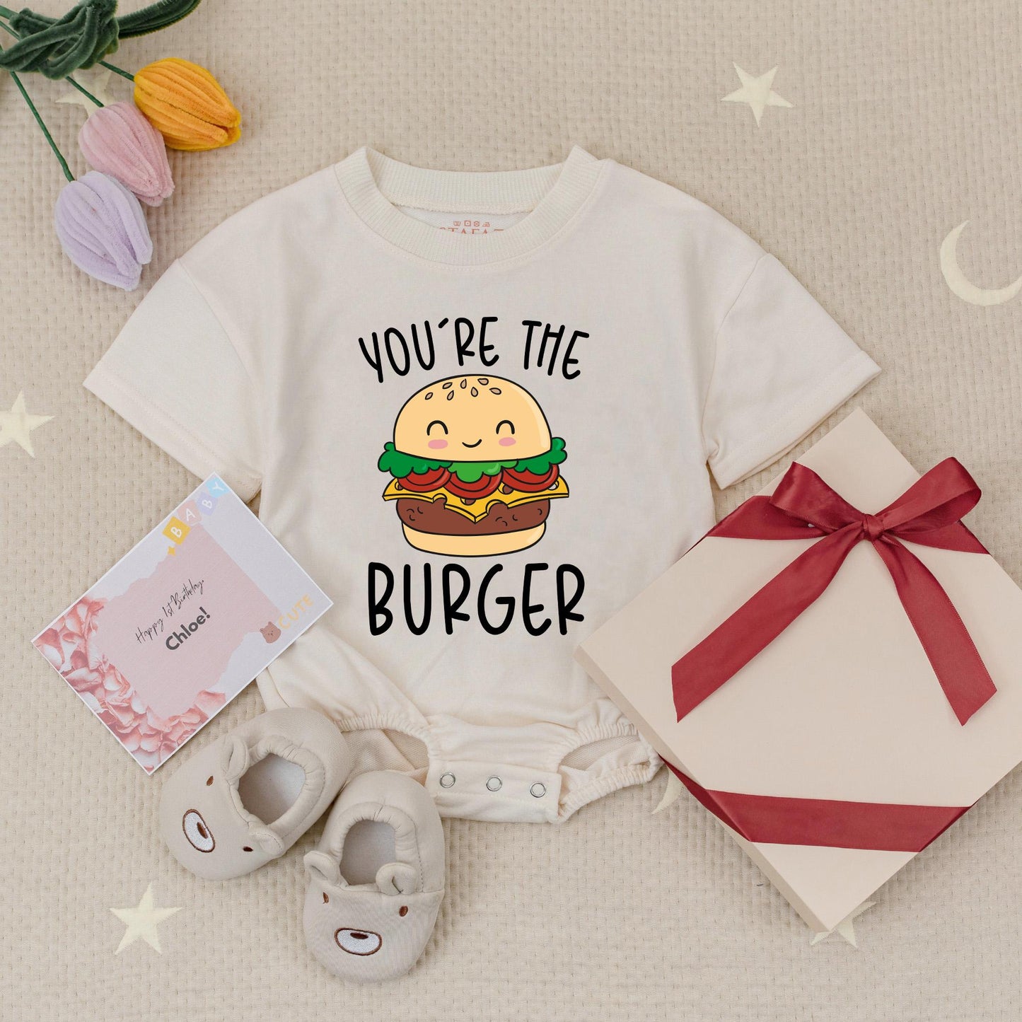You're The Burger to My Fries Baby Bodysuits Cute Matching Twin Outfits Funny Burger and Fries Rompers Adorable Twin Baby Shower Gift