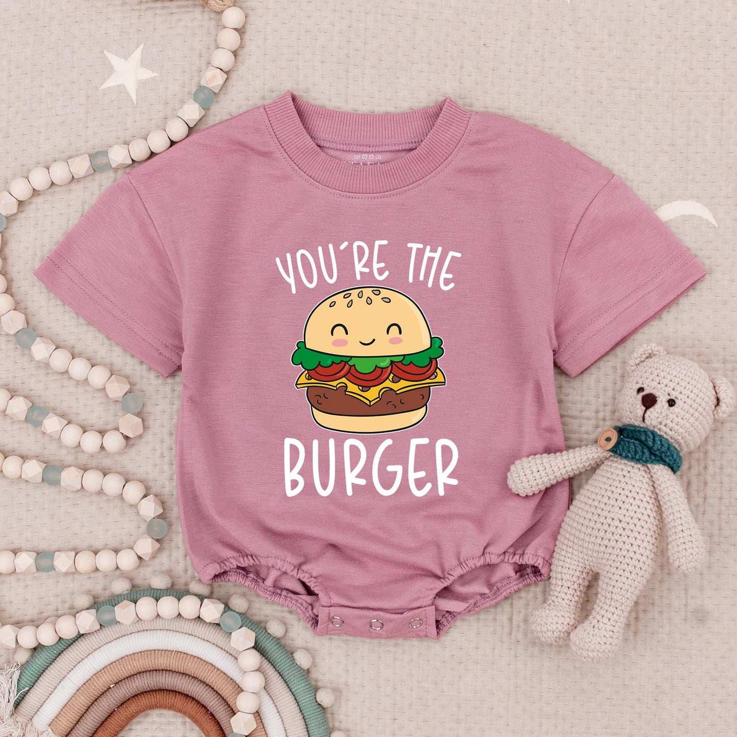 You're The Burger to My Fries Baby Bodysuits Cute Matching Twin Outfits Funny Burger and Fries Rompers Adorable Twin Baby Shower Gift