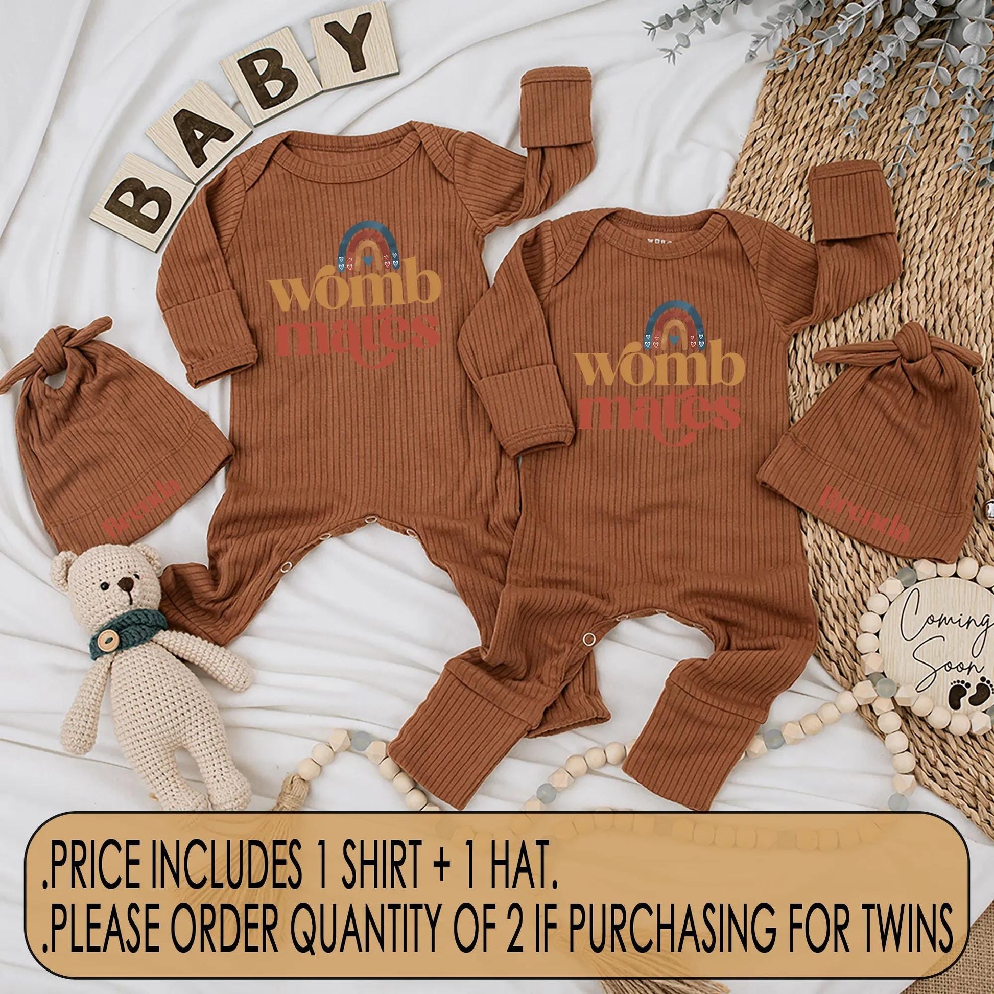 Womb Mates Funny Twin Baby Rompers Cute Matching Newborn Clothes Custom Baby Shower Gift Best Friend Twin Outfits