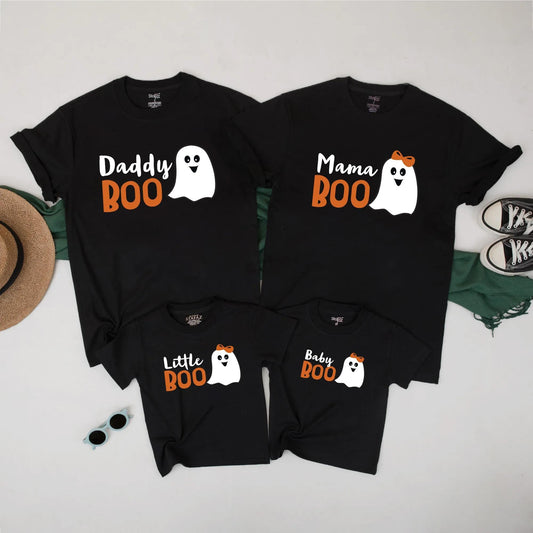 Boo Family Halloween Matching Shirts Daddy Mama Little Baby Cute Ghost Outfit Spooky Fall Fun