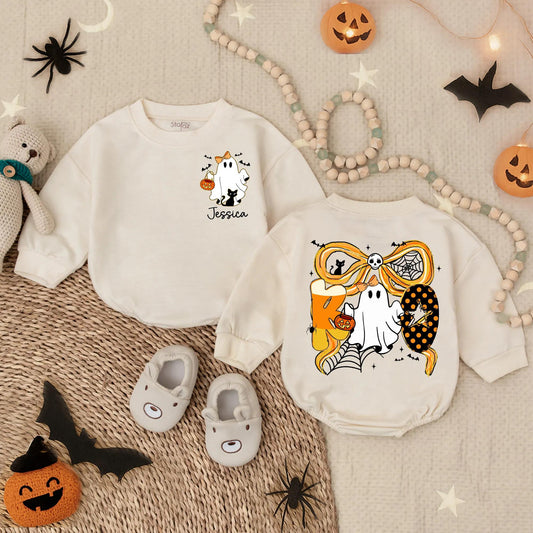 Baby Girl's Spooky Boo Halloween Romper, Custom Jessica Ghost Outfit, My First Halloween Costume, Cute & Spooky Infant Fall Clothes