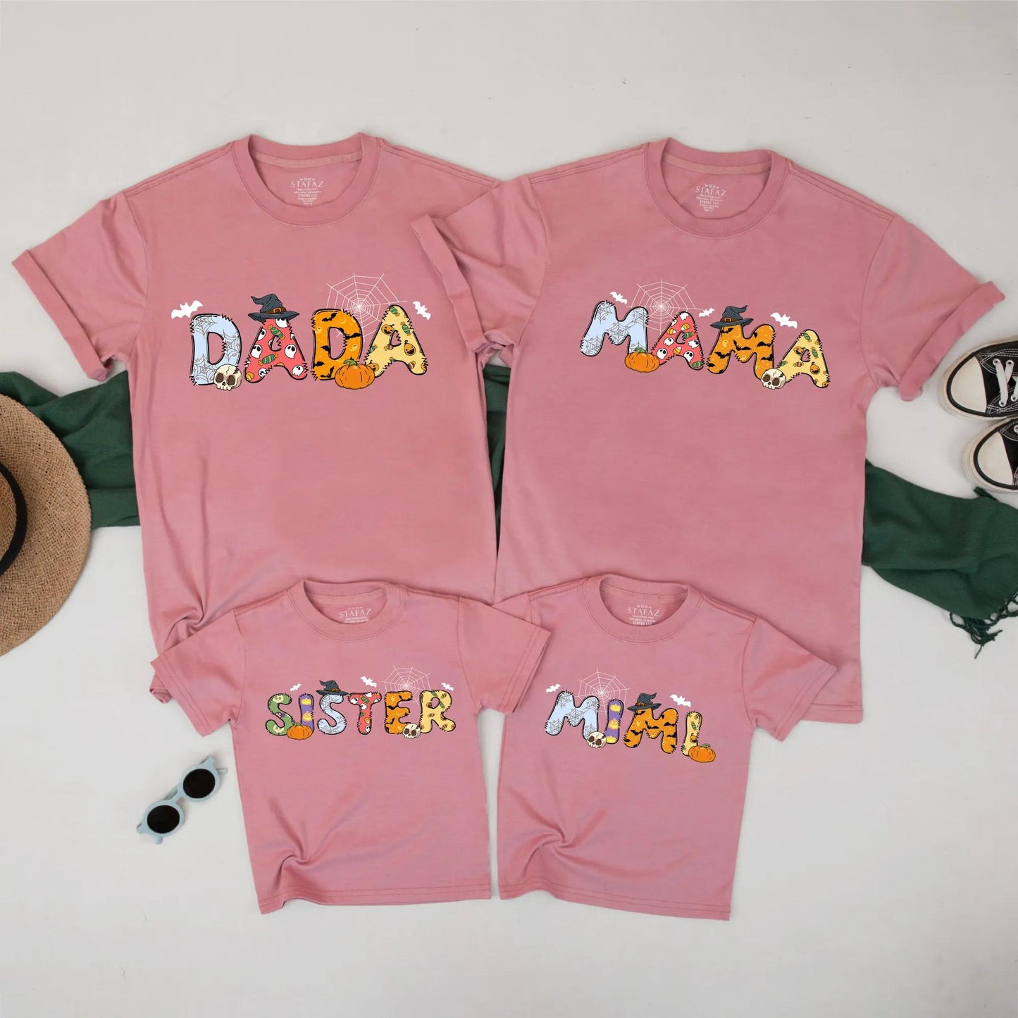 Cute Matching Halloween Family Shirts Spooky Ghost Pumpkin Tees for Mom Dad Kids Baby Fall Costume
