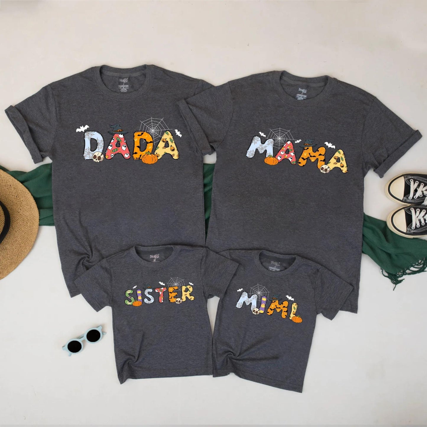 Cute Matching Halloween Family Shirts Spooky Ghost Pumpkin Tees for Mom Dad Kids Baby Fall Costume
