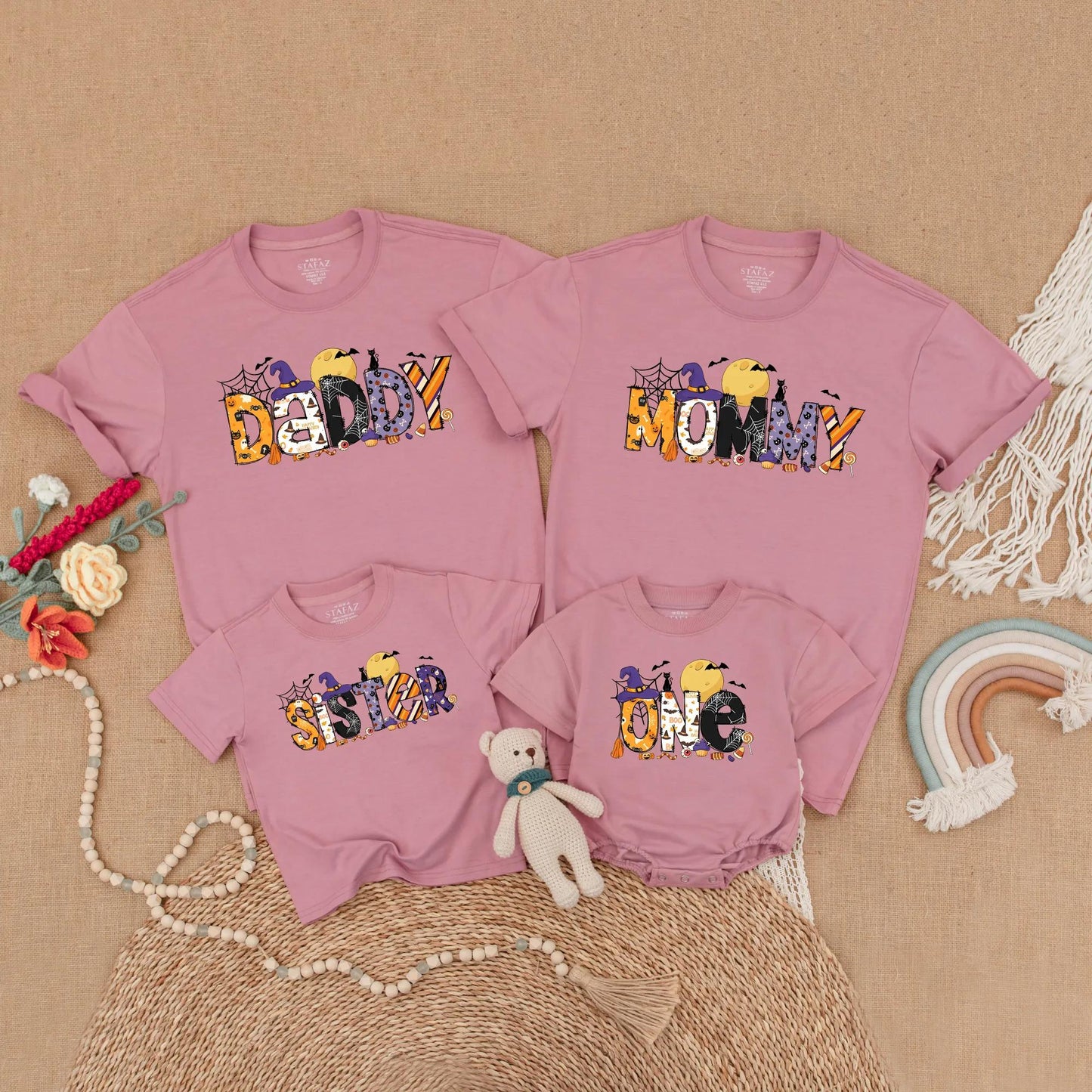 Spooky Spiderweb Birthday Family Matching Shirts Daddy Mommy Brother One Halloween Costume First Birthday Gift