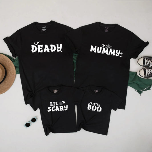 Matching Family Halloween Shirts: Spooky Cute Mummy, Ghost, & Deady Tees for a Fun Group Costume - Lil' Boo Graphic Outfits for Toddler & Baby (Cotton)