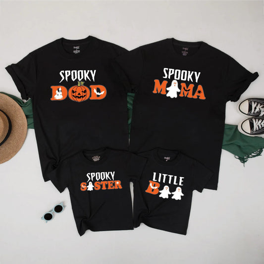 Spooky Family Halloween Matching Shirts – Cute Ghost & Pumpkin Tees for Mom Dad Sister Baby – Fall Outfit