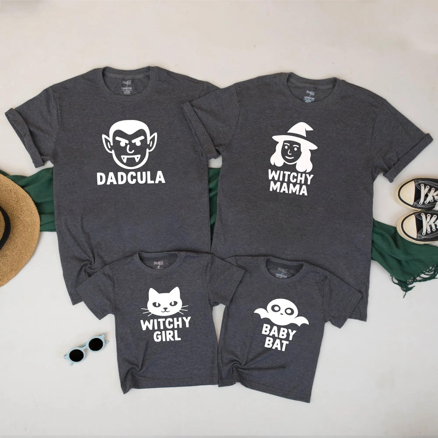Dadcula Mummy Witchy Girl Baby Bat Matching Halloween Shirts Spooky Family TShirt Cute Fall Outfit Idea