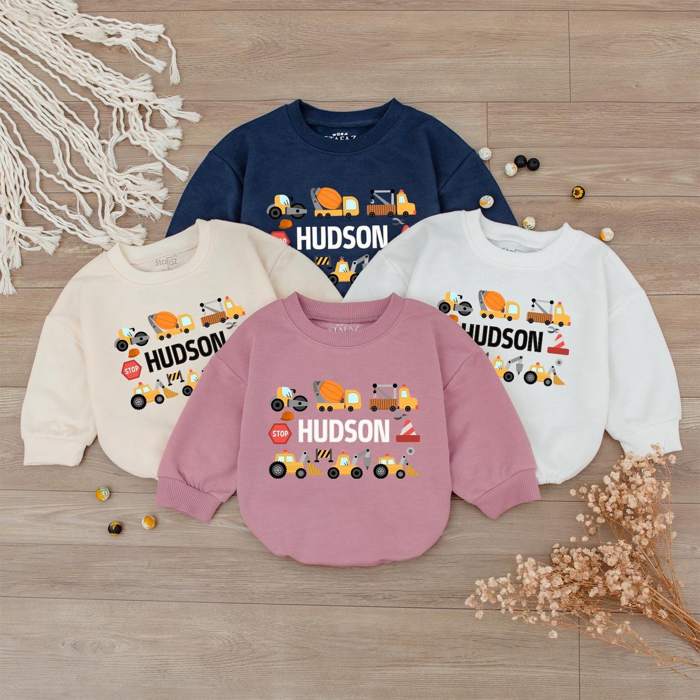 Construction Truck Baby Clothes Stop Hudson 2 Cartoon Yellow Orange Gray Red Toddler Birthday Outfit Cute Shower Gift Boy Outfit