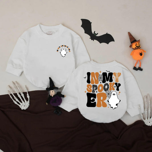In My Spooky Era Baby Romper Retro Halloween Ghost Outfit Cute Fall Bodysuit Vintage Spooky Season Baby Shower Gift for Infants