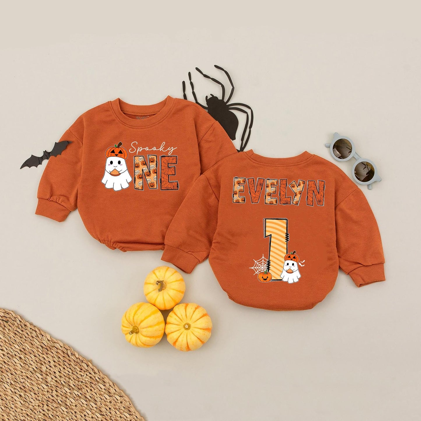 Custom Name Spooky One Baby Romper, My First Halloween Outfit, One Spooky Dude Romper, Soft Cotton Boo Outfit, Baby Shower Gift, Spooky Season Clothes