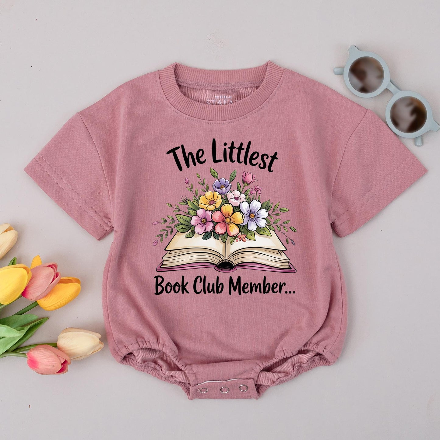 The Littlest Book Club Member Baby Romper Sweet Floral Bodysuit Book Lover Outfit Newborn Baby Shower Gift Cute Toddler Clothes