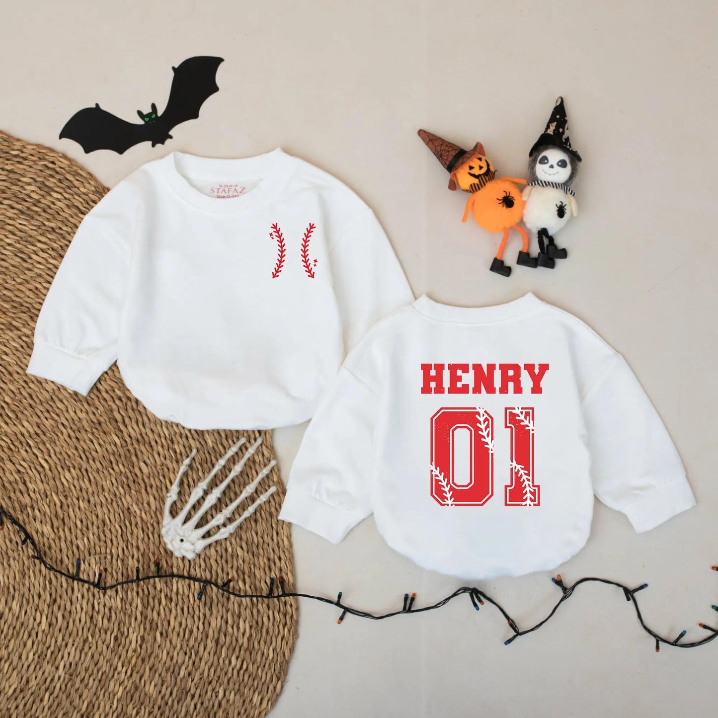 Personalized Baseball Baby Romper, Custom Name & Number Onesie, Sporty 1st Birthday Outfit, Red Stitch Jersey Bodysuit, Classic Americana Gift 133