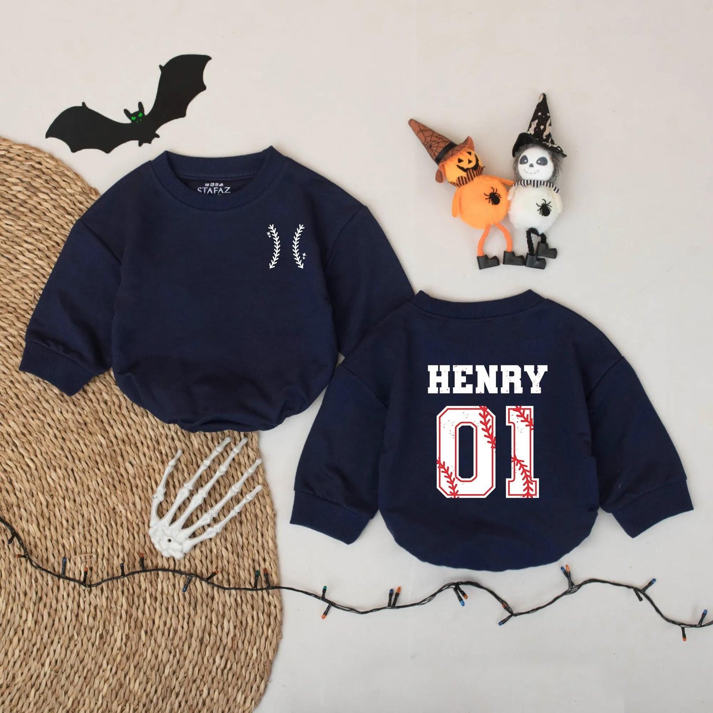 Personalized Baseball Baby Romper, Custom Name & Number Onesie, Sporty 1st Birthday Outfit, Red Stitch Jersey Bodysuit, Classic Americana Gift 133