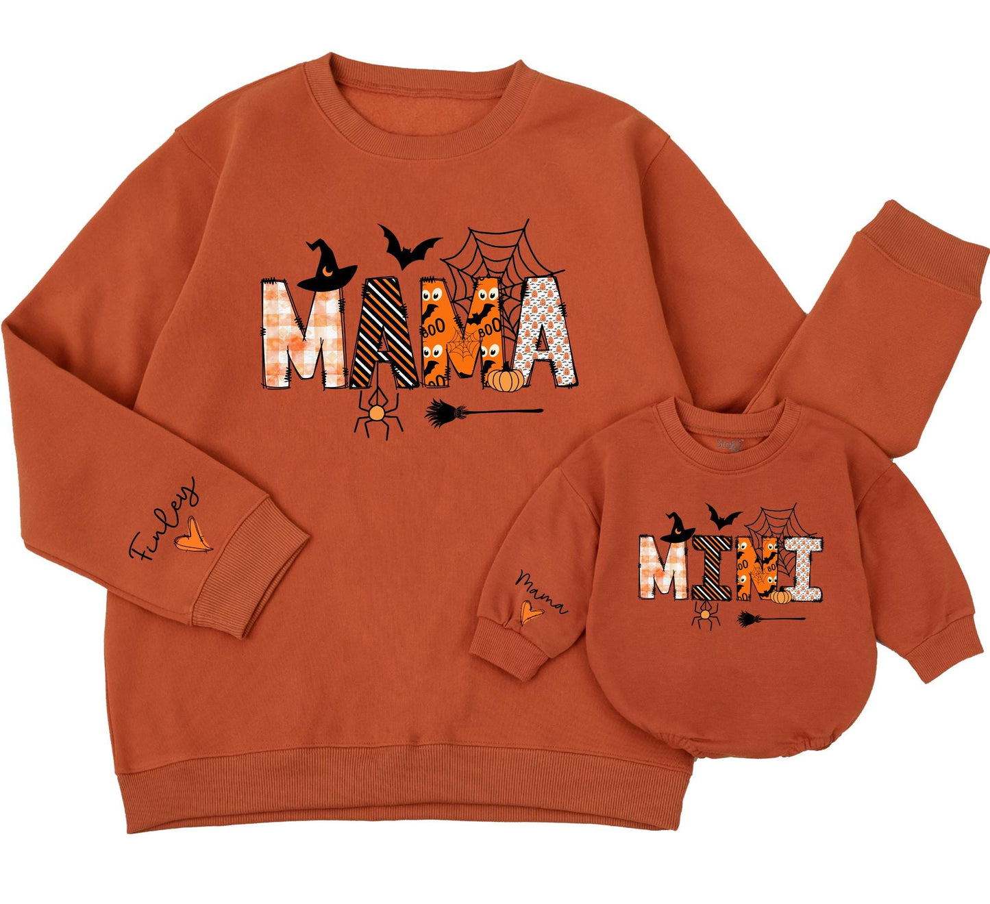 Matching Mama & Mini Halloween Sweatshirts, Pumpkin Party Family Outfits, Custom Baby Romper Gift, Fall Festive Design, Mommy and Me