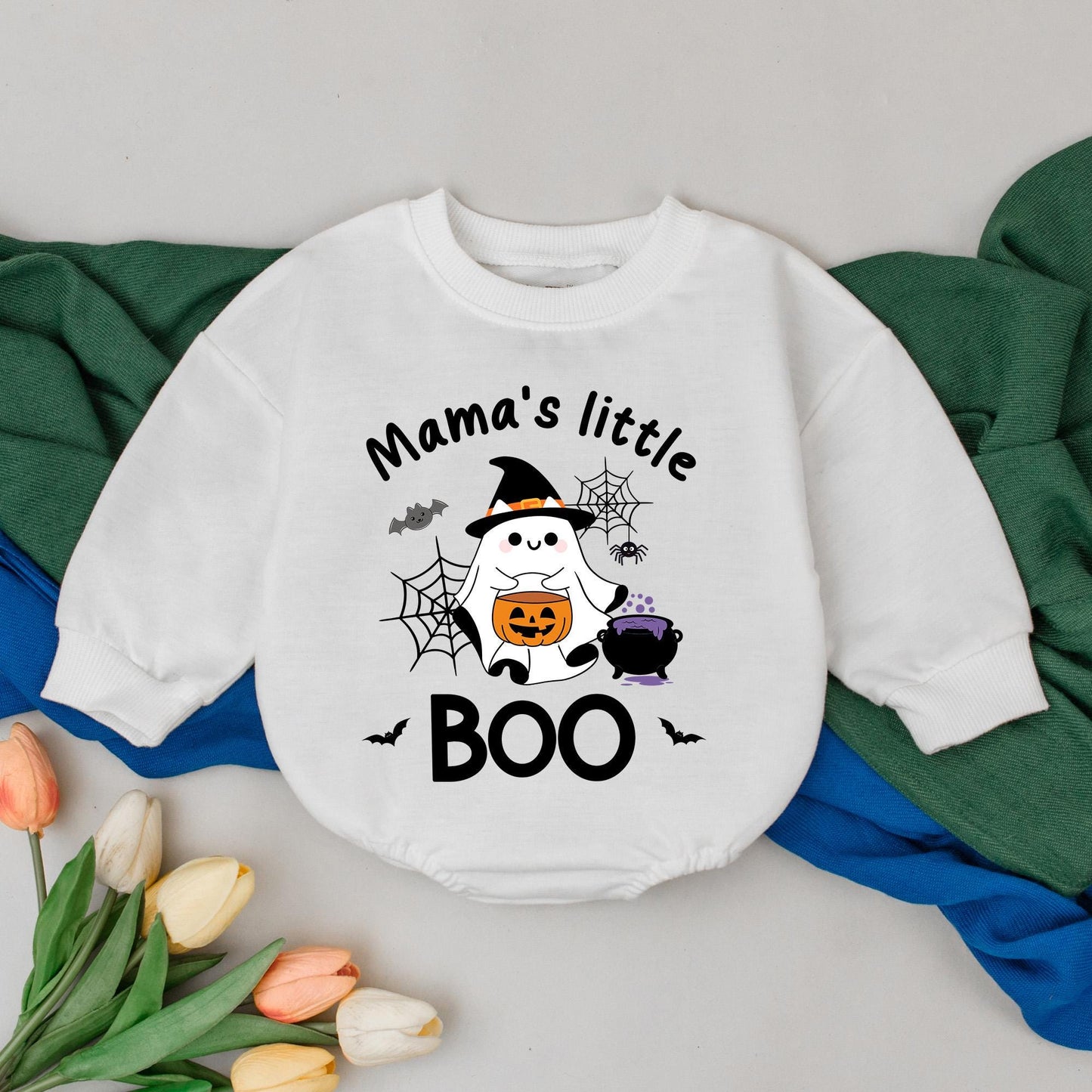 Mama's Little Boo Halloween Romper Baby Outfit, 1st Halloween Newborn Gift, Cute Ghost Witch Design, Fall Baby Clothes, Spooky Bodysuit