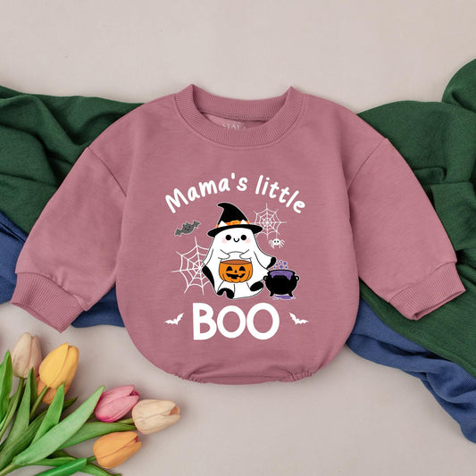 Mama's Little Boo Halloween Romper Baby Outfit, 1st Halloween Newborn Gift, Cute Ghost Witch Design, Fall Baby Clothes, Spooky Bodysuit