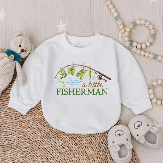 Reel Cute Little Fisherman Bubble Romper for Baby Boy Outdoor Adventures Infant Bodysuit Toddler Play Clothes Sweet Baby Shower Gift Idea