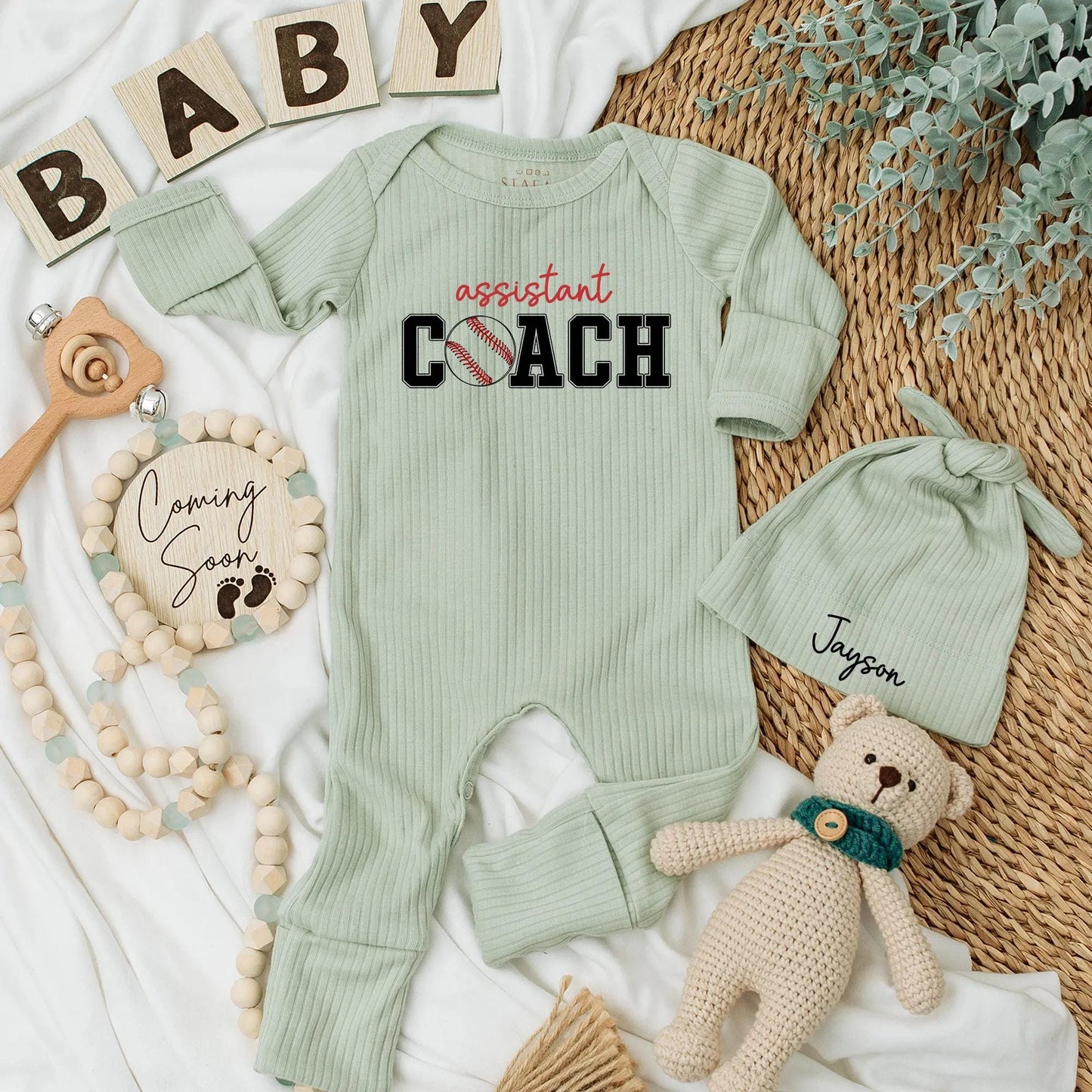 Assistant Coach Baseball Baby Bodysuit Game Day Romper Funny Newborn Gift Custom Outfit for Baby Shower