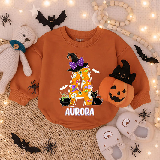 Custom Horror Halloween Baby Girl Romper Spooky Bow Outfit, Cute Scary Infant Costume, Fall Toddler Bodysuit, Horror Baby Outfit