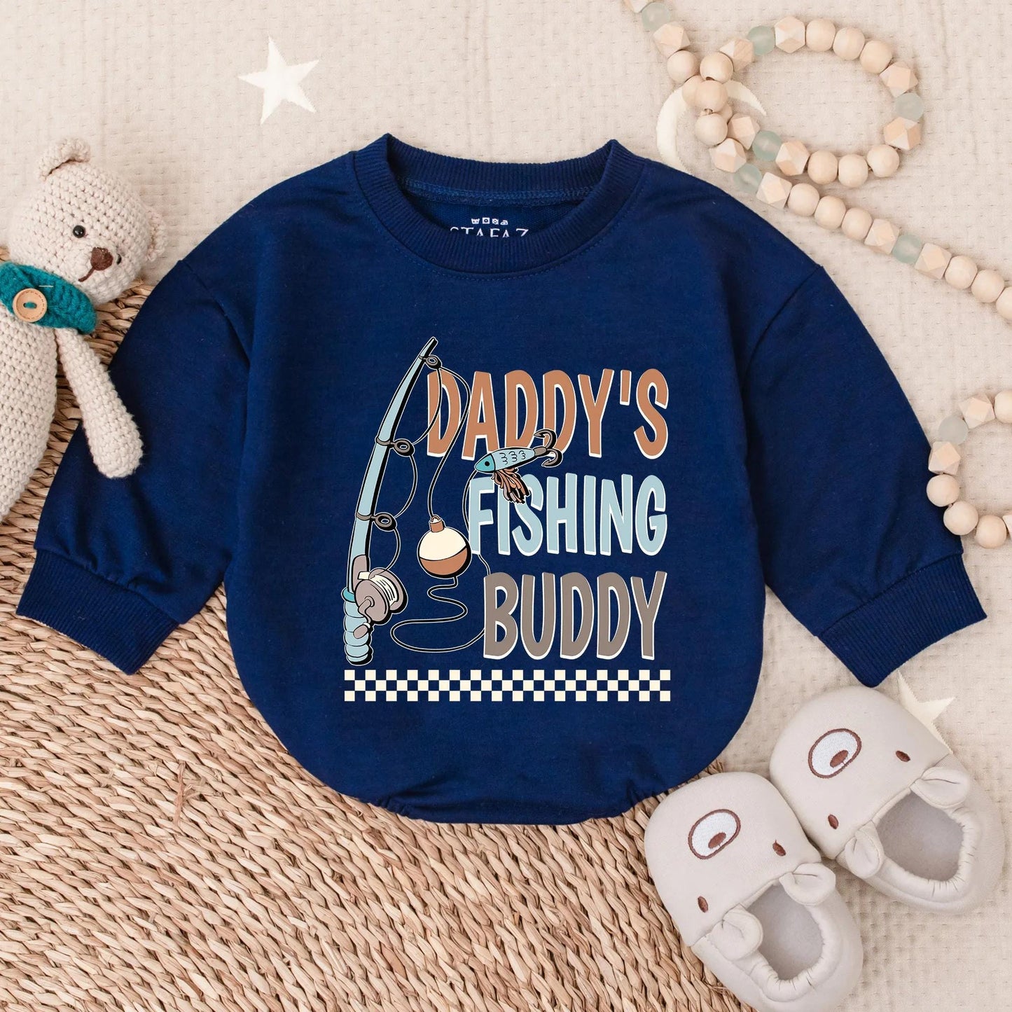 Daddy's Fishing Buddy Bubble Romper Baby Boy Outdoor Lake Day Bodysuit Father Son Matching Cute Outdoor Baby Shower Gift
