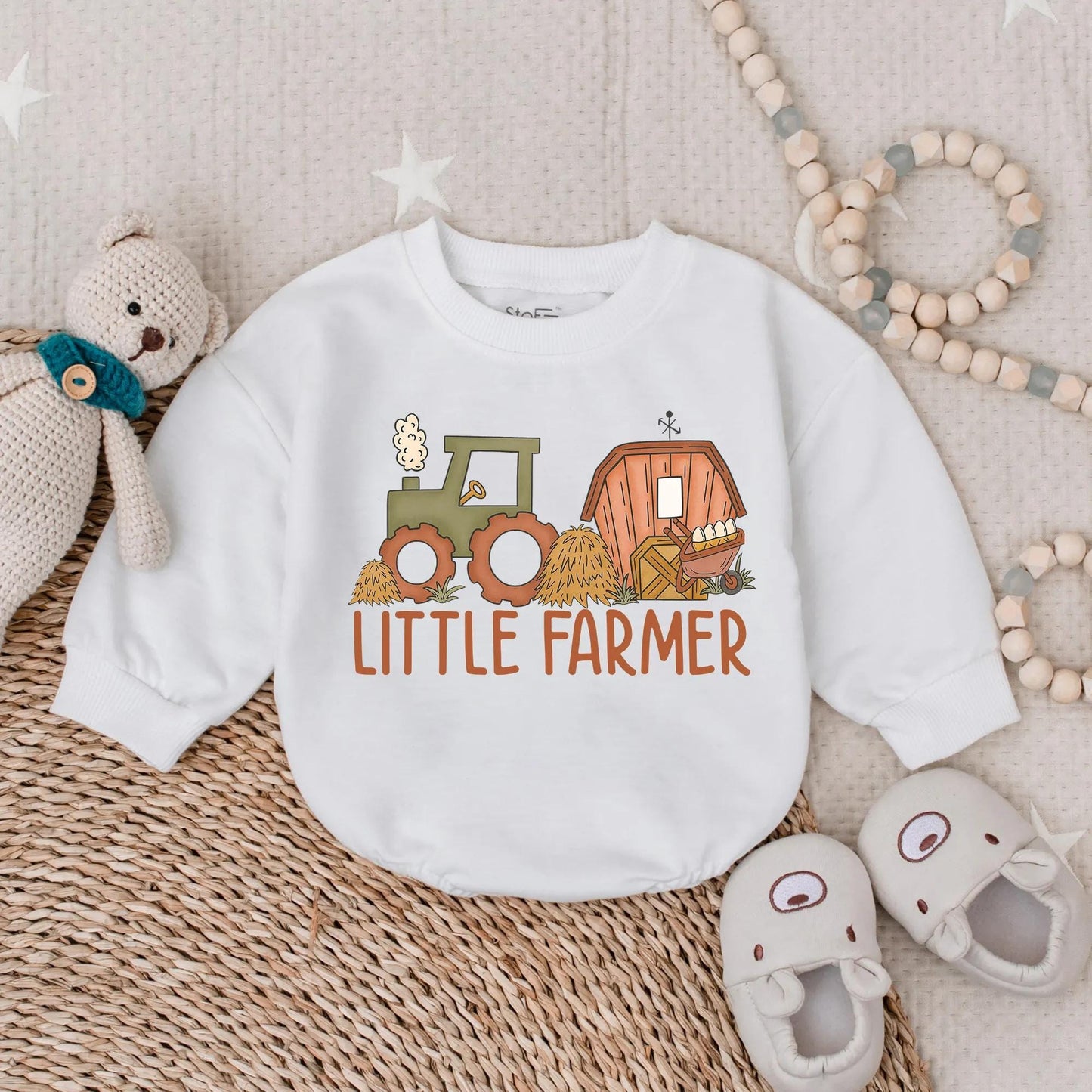Little Farmer Boy Bubble Romper Cute Farm Baby Outfit for Boys Toddler Tractor Lover Coming Home Bodysuit Sweet Baby Shower Gift Idea